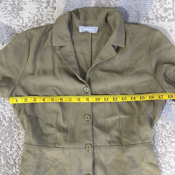 Everlane Japanese Goweave Notch Shirt Dress Women's Size 4 Green Short Sleeve - Picture 7 of 7